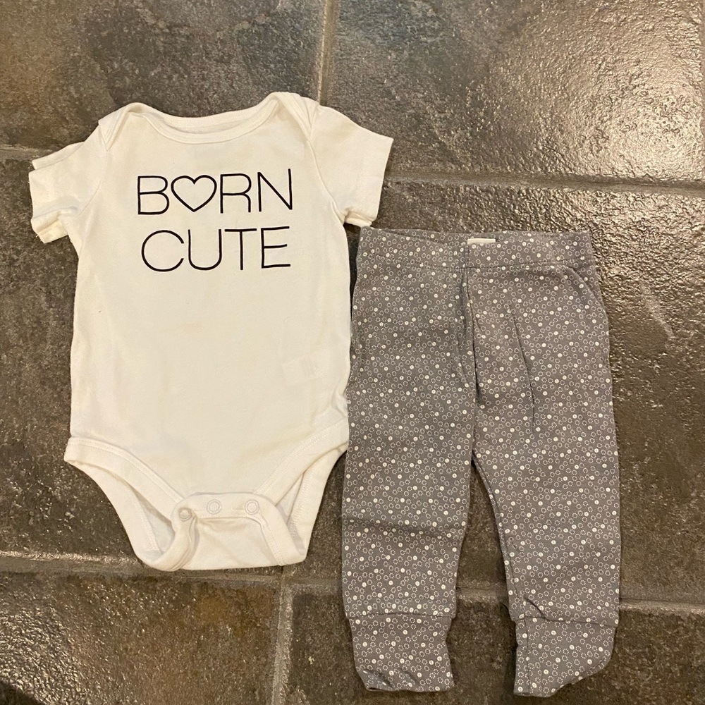 Baby Outfit Set Bodysuit & Pants 0-3 months Born Cute